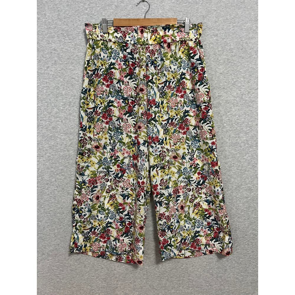 H&M Wide Leg Botanical Print Crop Pants - Size 14‎